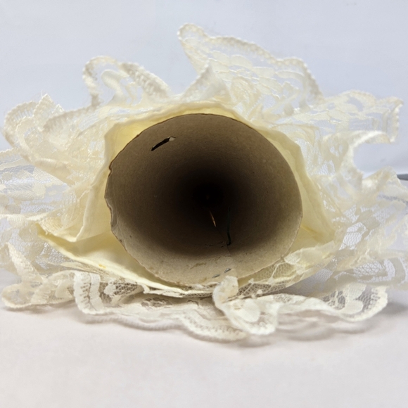 Heavenly Angel Ornament Tree Topper Porcelain Face & Hands, Wings Lace Dress - Picture 8 of 11